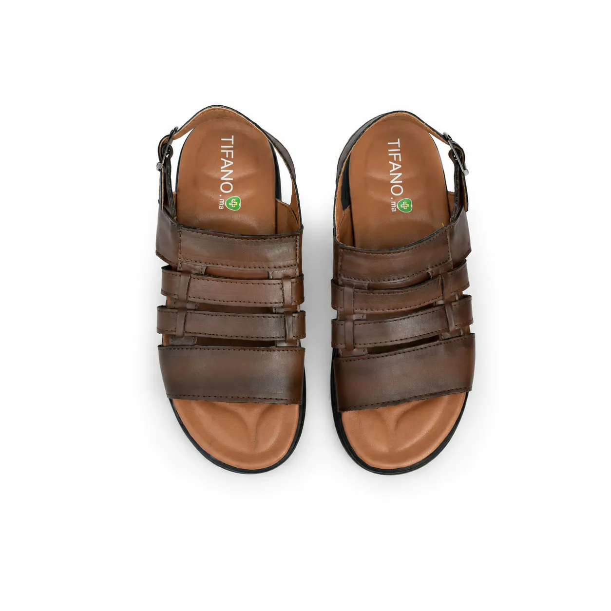 Sandales pour homme 022 marron Cuir   miniature